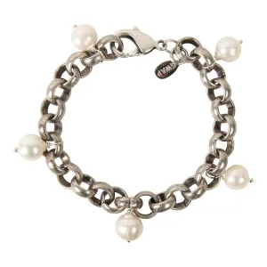 203-01-S | TURKISH SILVER BRACELET W/ 5 PEARLS