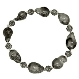 221-10-S | PETITE PEARL & CRYSTAL BRACELET (BLACK)