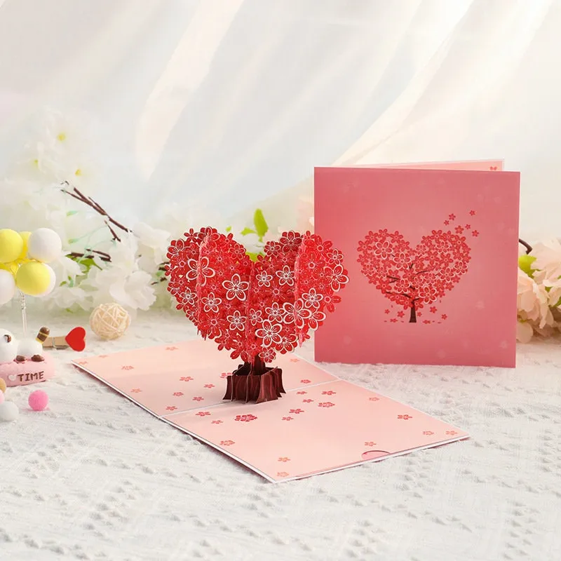 3D Handmade Pop-up Beautiful Heart Flowers Greeting Card - Perfect for Thinking of You, Congratulations, Weddings, Thank You gifts for her