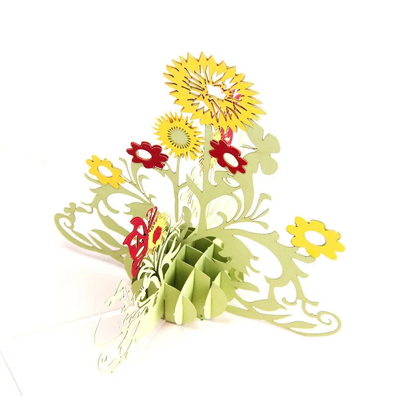 3D Handmade Yellow Sunflower Pop-Up Greeting Card - Perfect for Thinking of You, Congrats, Weddings, Thanks & Gifts for Her!