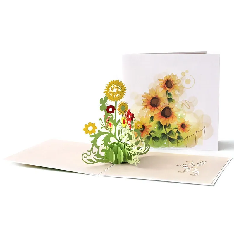 3D Handmade Yellow Sunflower Pop-Up Greeting Card - Perfect for Thinking of You, Congrats, Weddings, Thanks & Gifts for Her!