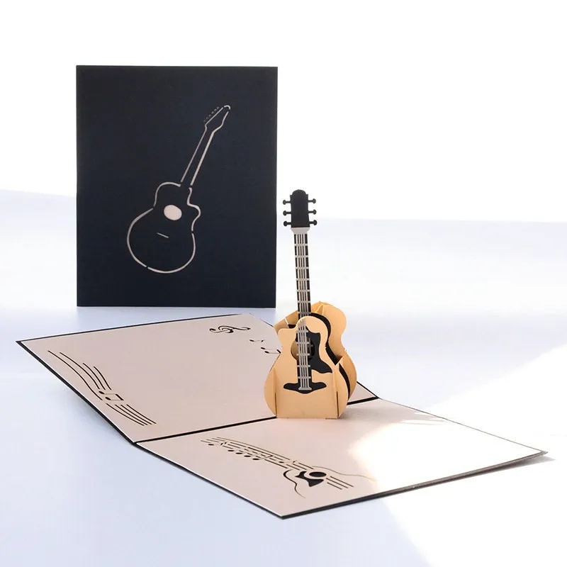 3D Personalized Guitar Greeting Pop Up Cards - Handmade Thinking of You, Congratulation & Birthday Gift Thank You Cards