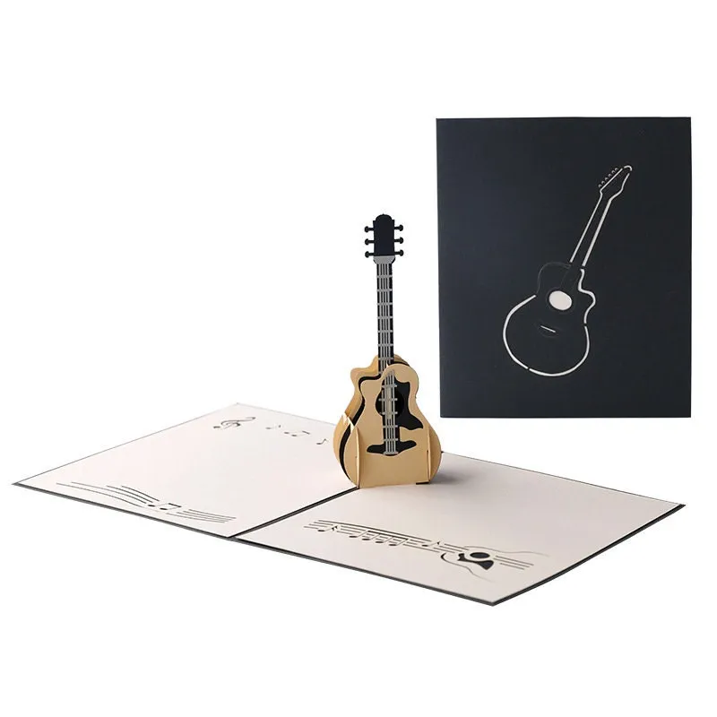 3D Personalized Guitar Greeting Pop Up Cards - Handmade Thinking of You, Congratulation & Birthday Gift Thank You Cards