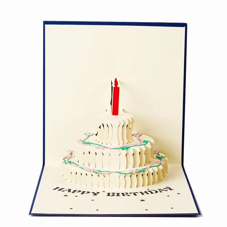 3D Pop-up Birthday Greeting Card - Personalized Handmade Birthday Cake card - Perfect Thinking of You, Congrats, or Thank You Gift for Her