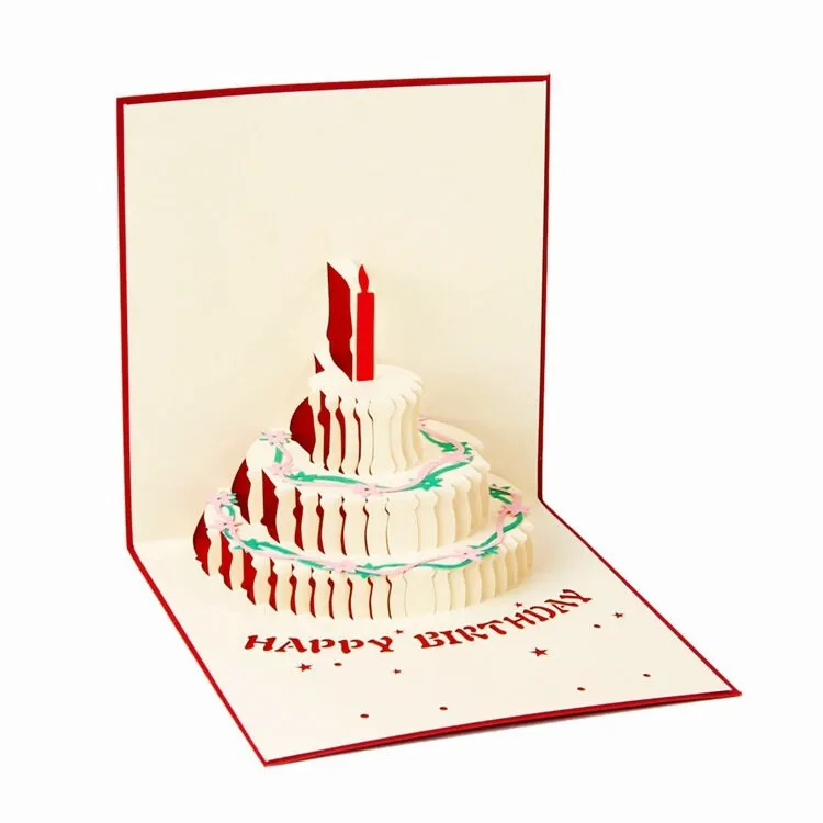 3D Pop-up Birthday Greeting Card - Personalized Handmade Birthday Cake card - Perfect Thinking of You, Congrats, or Thank You Gift for Her