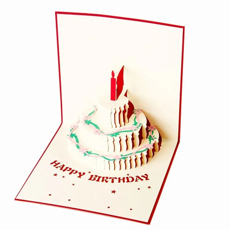 3D Pop-up Birthday Greeting Card - Personalized Handmade Birthday Cake card - Perfect Thinking of You, Congrats, or Thank You Gift for Her