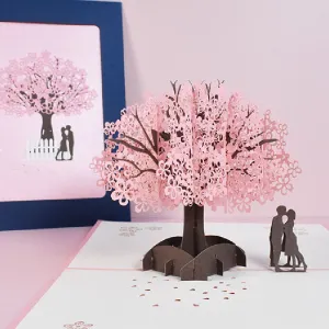 3D Three-dimensional Couple Cherry Blossom Card