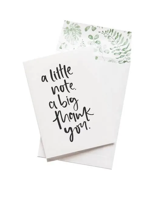 A little note a big thank you GREETING CARD