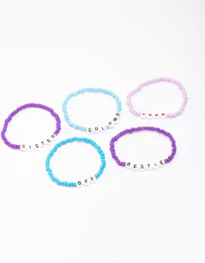 Blue & Purple Beaded BFF Friendship Bracelet 5-Pack