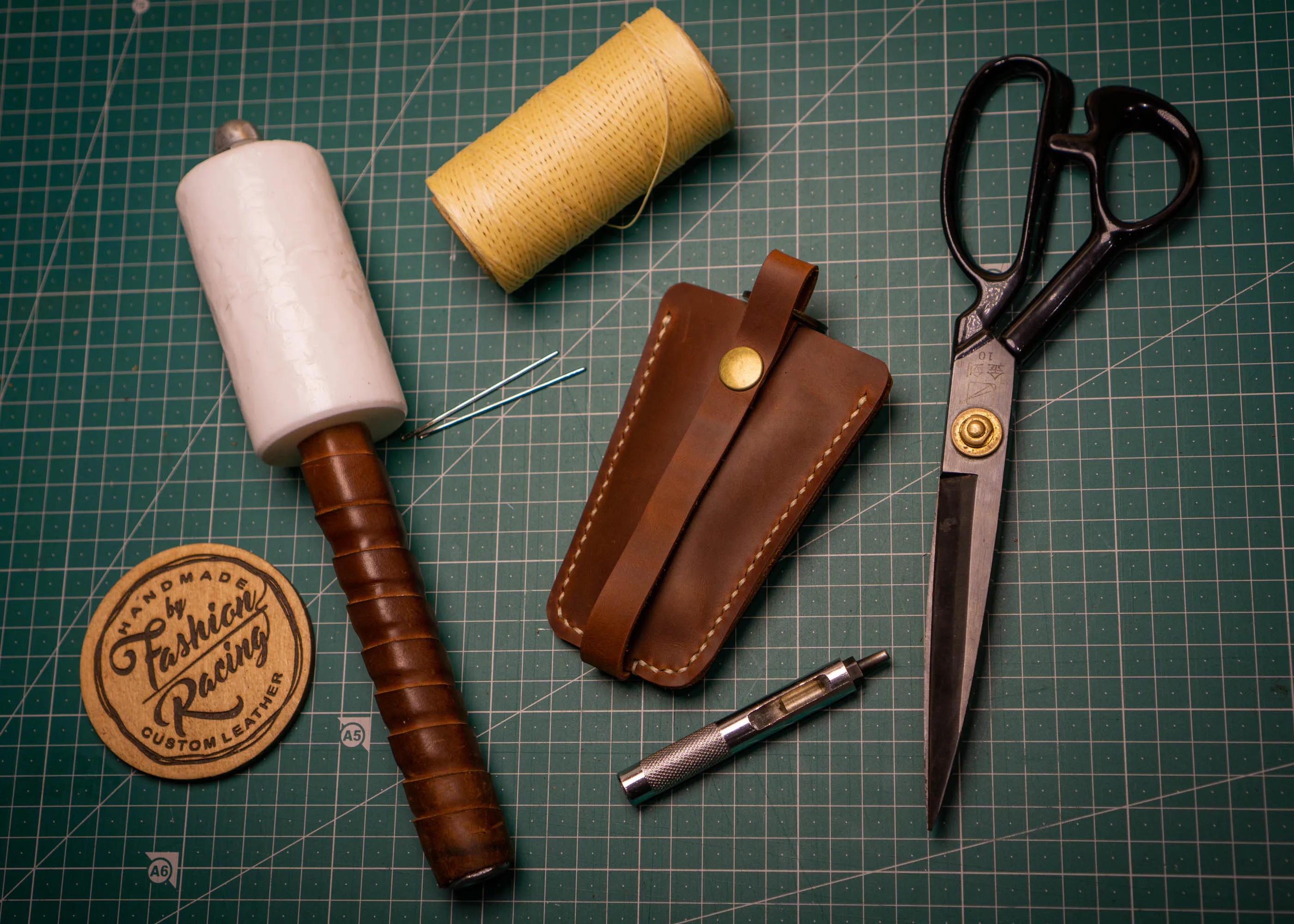 Brown Leather Keychain | Hand-Stitched Key holder, handmade