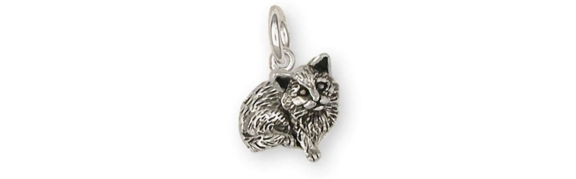 Cat Jewelry Sterling Silver Handmade Cat Charm  MN4-C