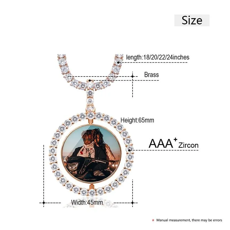 Custom Photo Rotating Double-Sided Medallions Pendant Necklace