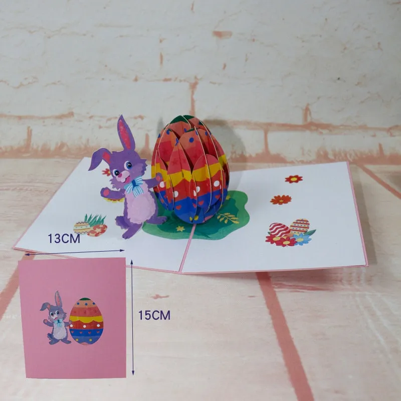 Easter Bunny and Eggs Pop-Up Greeting Card - Personalized Handmade 3D Card for Happy Easter Kids' Congrats & Thinking of You!