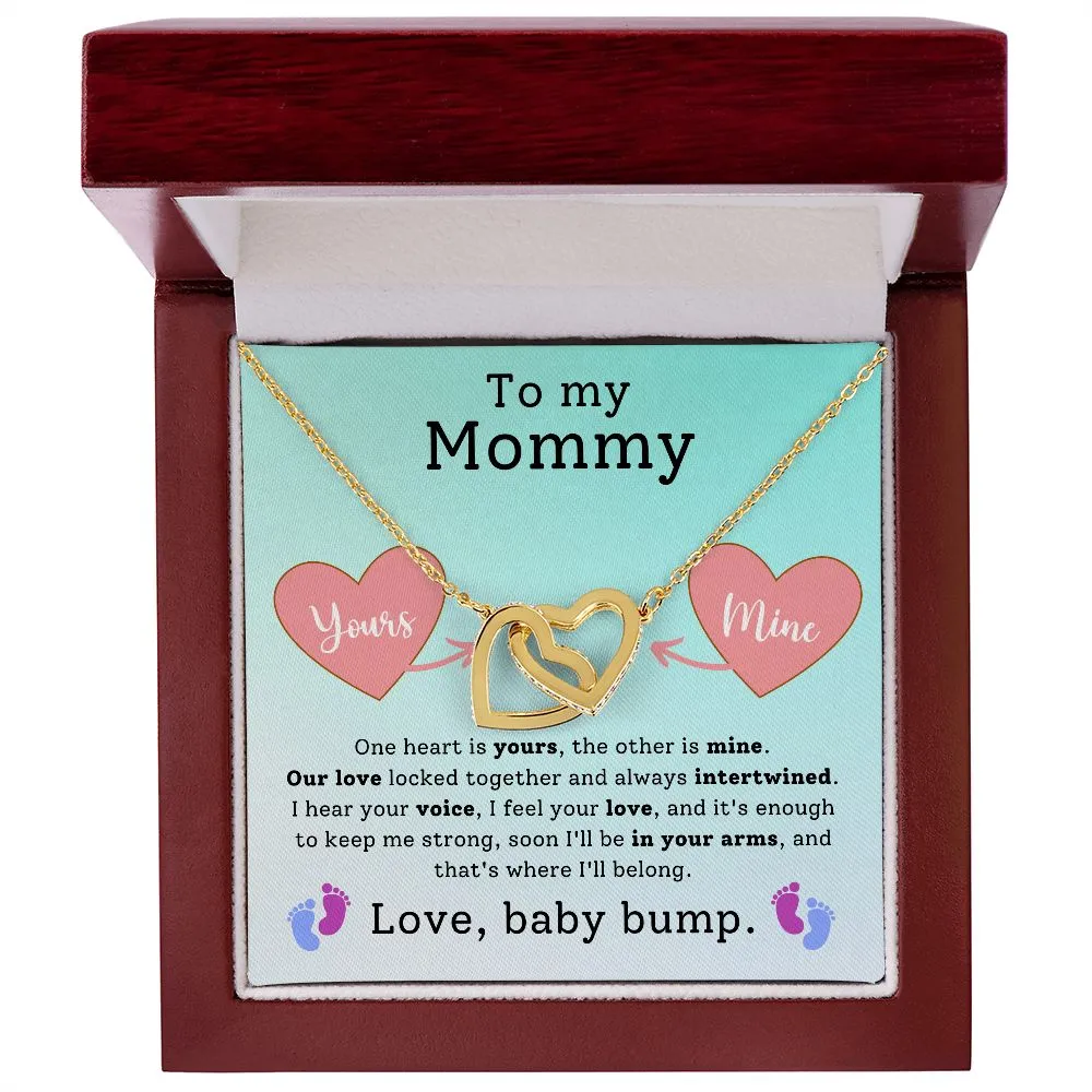 Gift to New Mom From Baby Bump One Heart is Yours the Other is Mine, Cute First Mother's Day, First Pregnancy Necklace