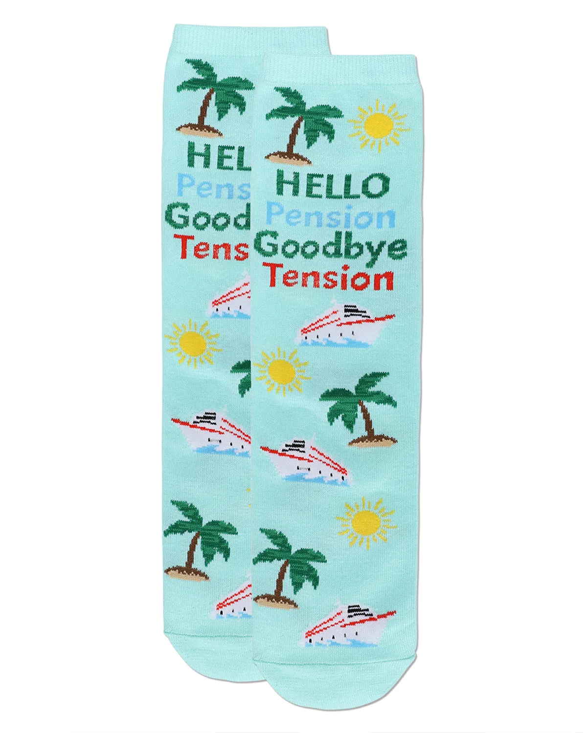 Goodbye Tension Hello Pension Greeting Card Crew Socks