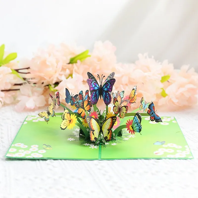 Handmade Butterfly Flowers Pop-Up Greeting Card-Perfect for Congrats, Birthdays, Thank You and Thinking of You as a unique gift