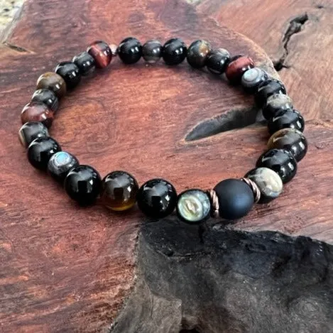 Highest Potential: Men's and Women's Boho Style Abalone, Blackstone, Tiger Eye, Onyx Beaded Bracelet