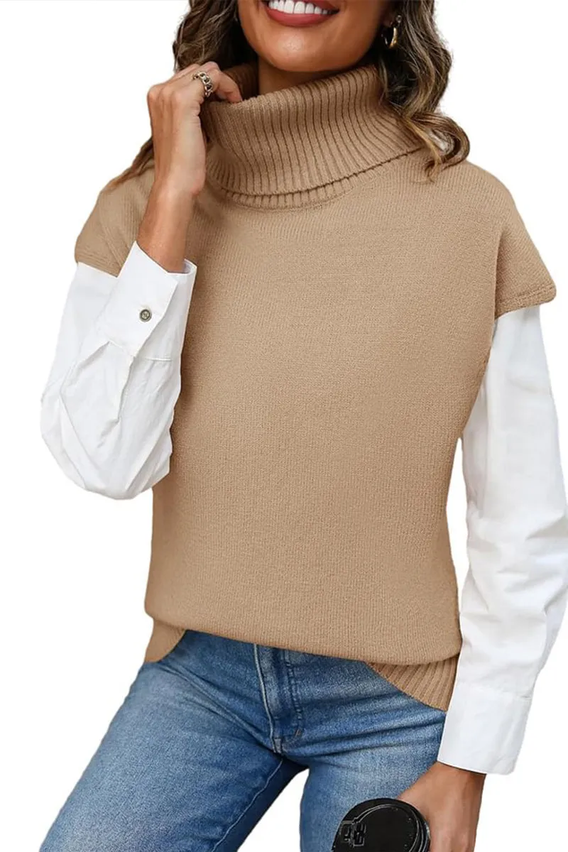 HWS1202 Layered Turtleneck Sweater Vest