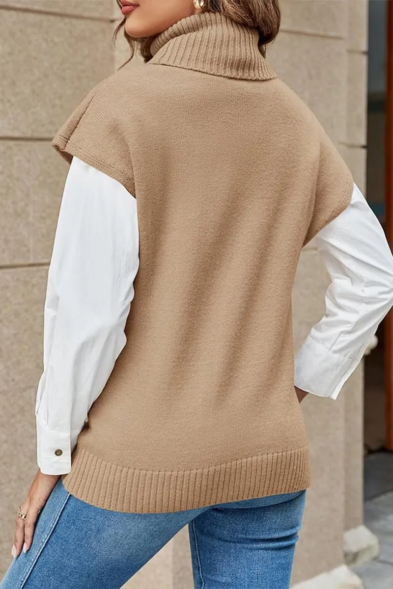 HWS1202 Layered Turtleneck Sweater Vest