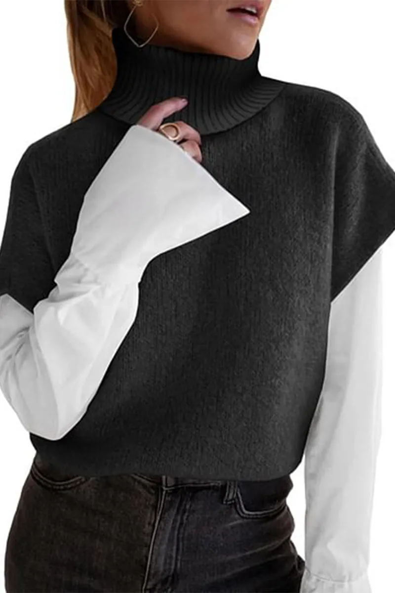 HWS1202 Layered Turtleneck Sweater Vest