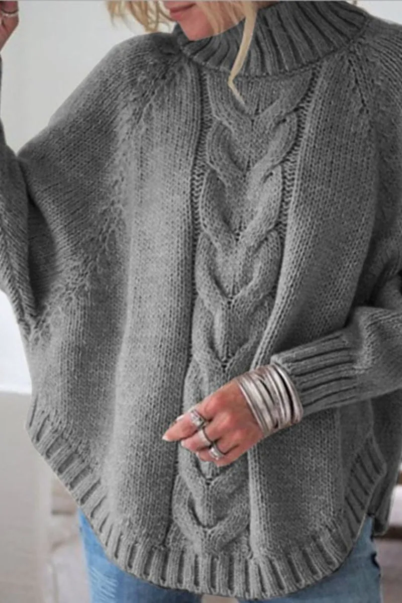 HWT1245 Cozy Cable Knit Oversized Sweater