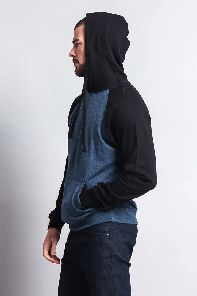 Lightweight Contrast Raglan Sleeve Pullover Hoodie