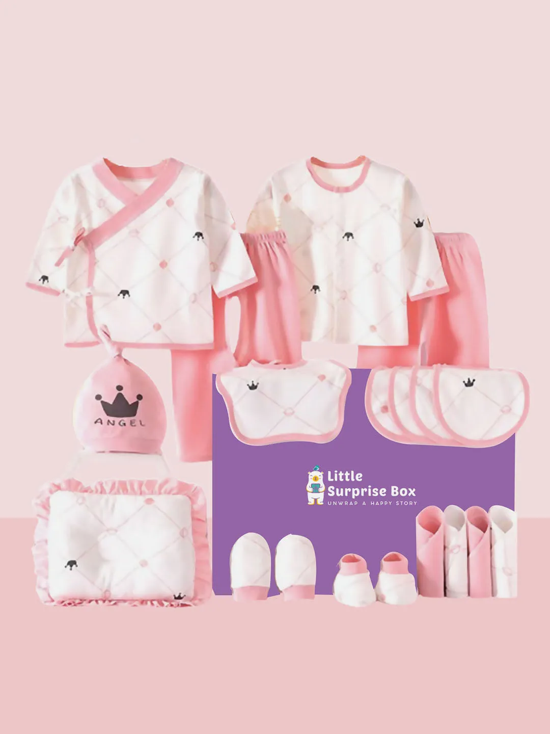 Little Surprise Box 19 Pcs Newborn Baby Girl/ Boy All Season Wear Gift Hamper Box