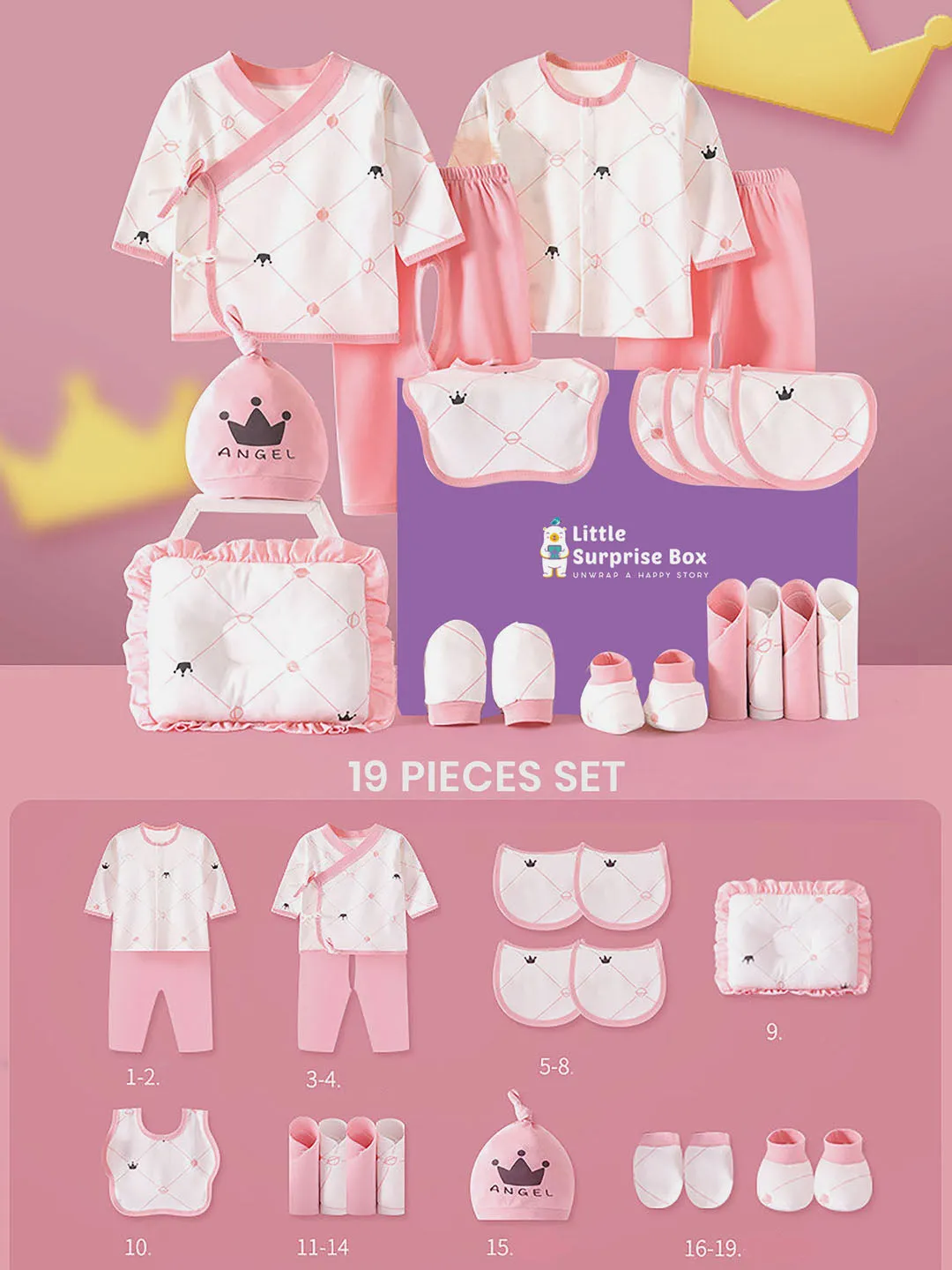 Little Surprise Box 19 Pcs Newborn Baby Girl/ Boy All Season Wear Gift Hamper Box