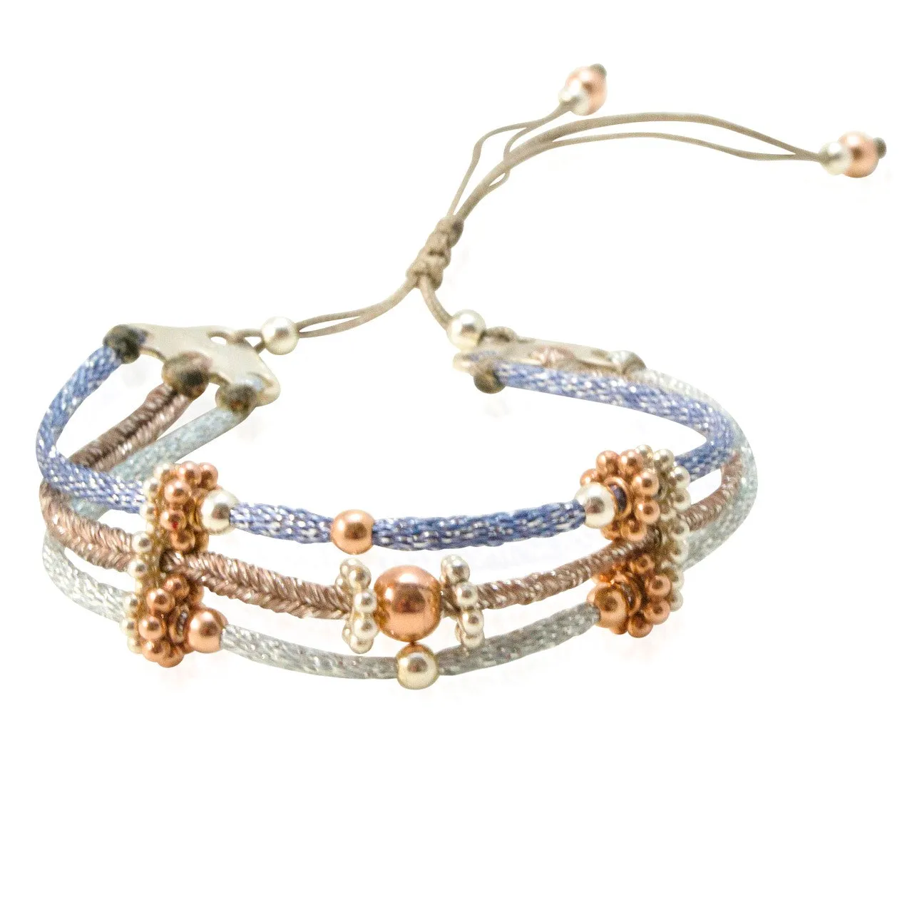 Multi-Colored Cord with Silver Bead Bracelet by CLO&LOU