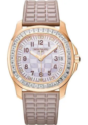 Patek Philippe Aquanaut Luce Haute Joaillerie 5072R 35.6MM Engraved Mother Of Pearl Diamond Dial With Pearly Beige Strap