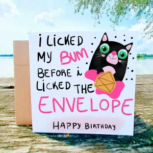 Printed Birthday Card, Funny Cat Birthday for Friend, Mom, Dad, Greeting Cards with Envelope, Kitty Postcards