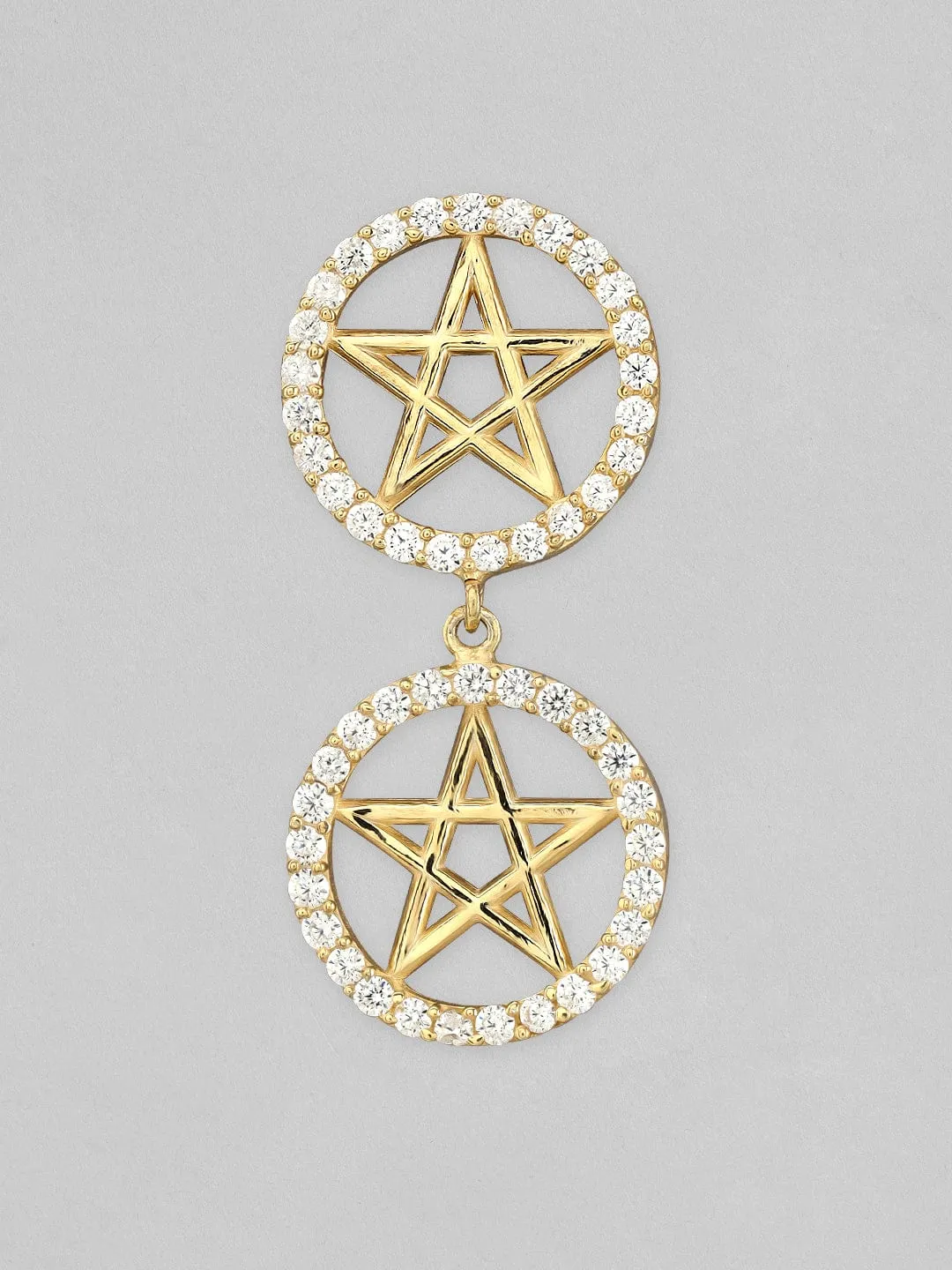 Rubans 925 Silver Sparkle Like A Star Drop Earrings - Gold Plated