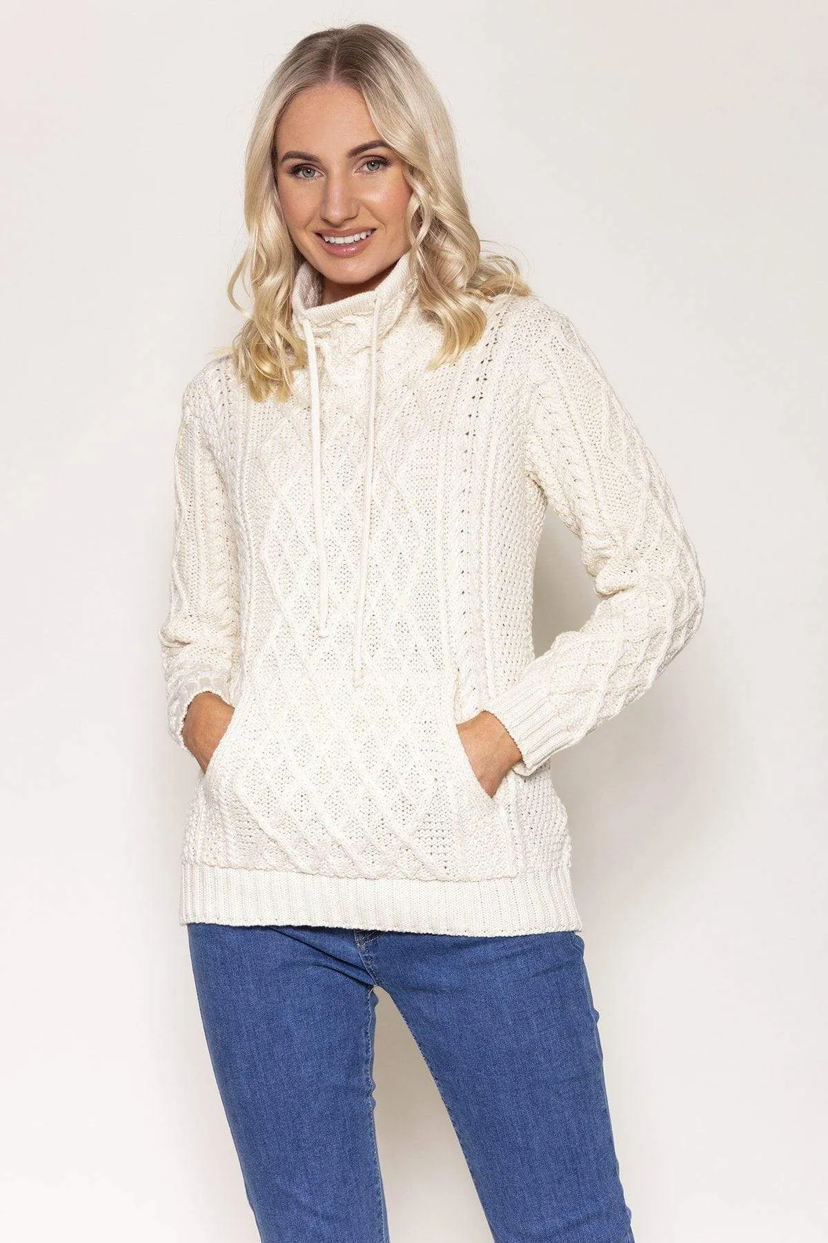 Super Soft Drawstring Sweater in Cream