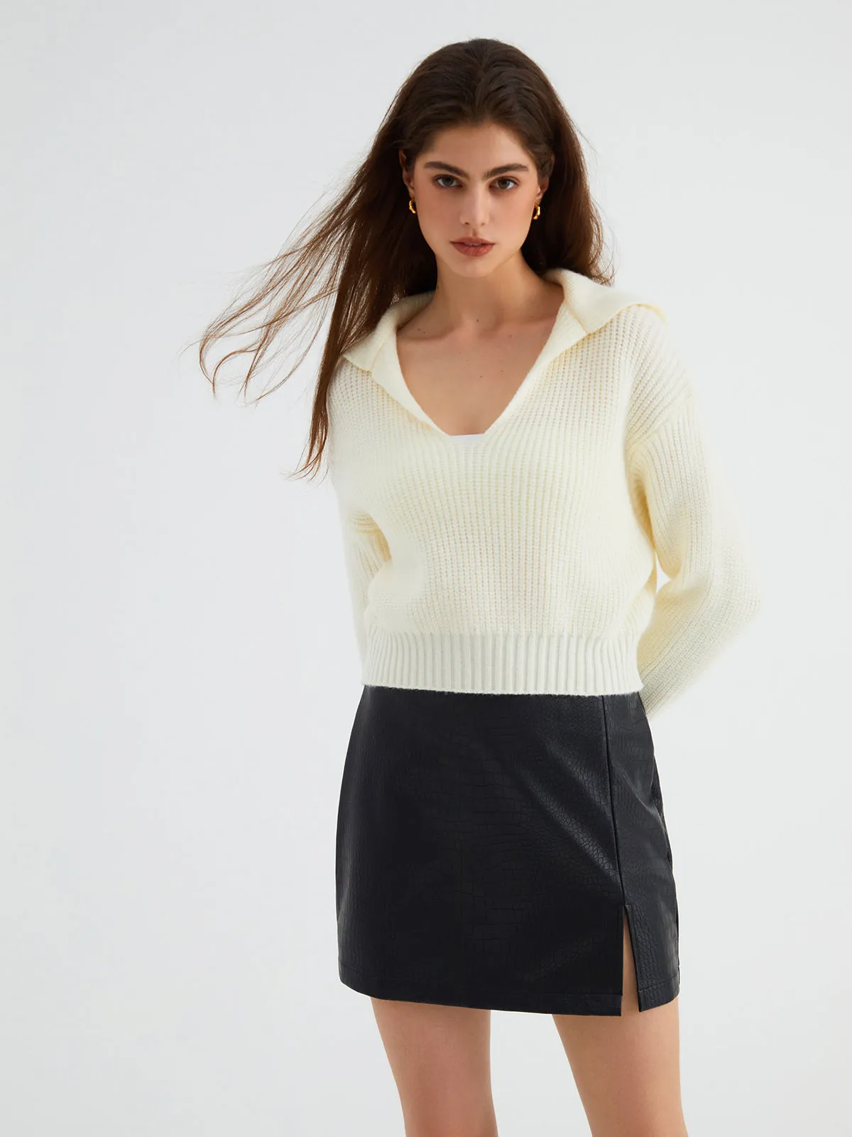 Vanilla Charming Collared Sweater