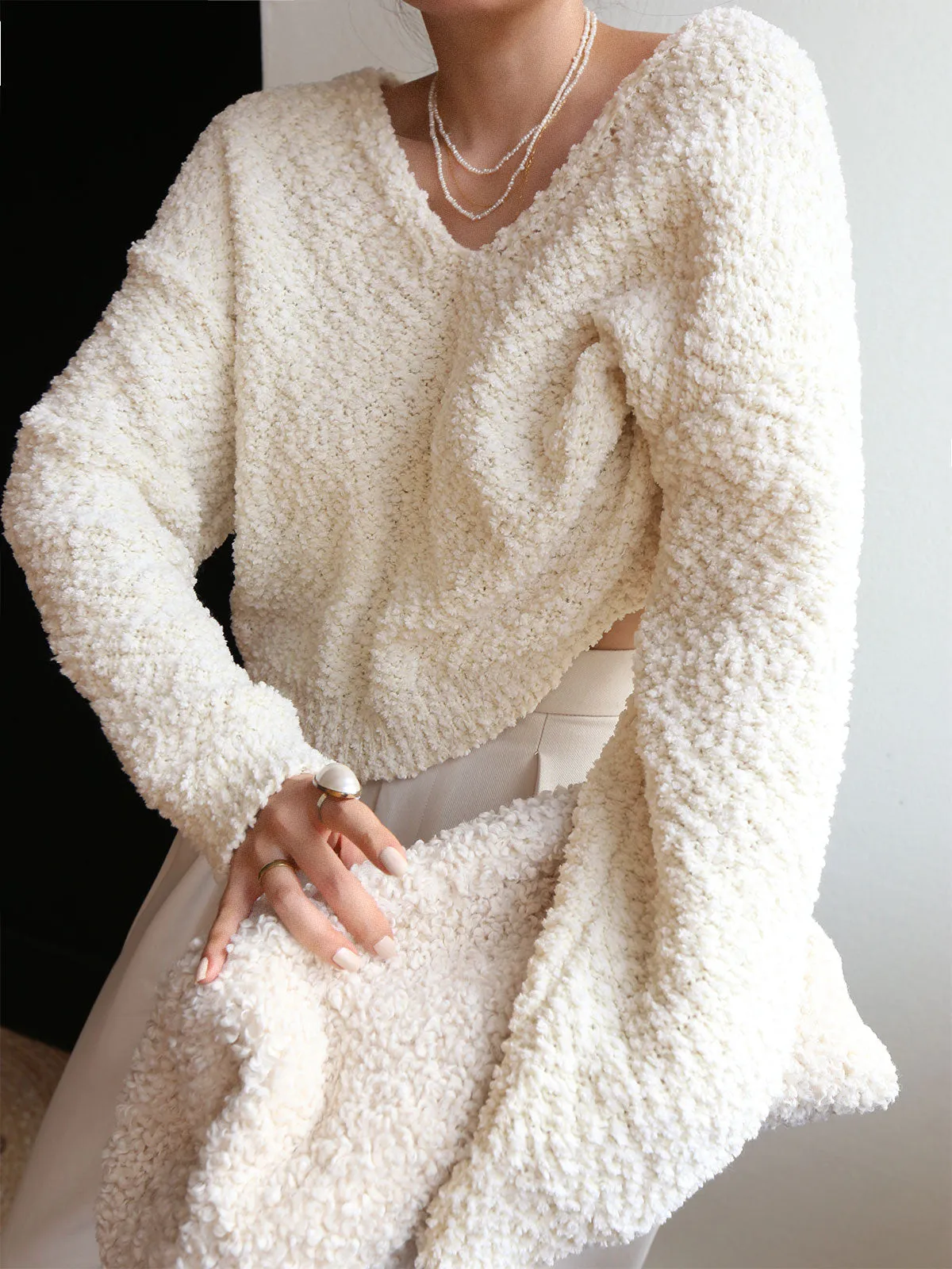 Vanilla Charming Popcorn Sweater