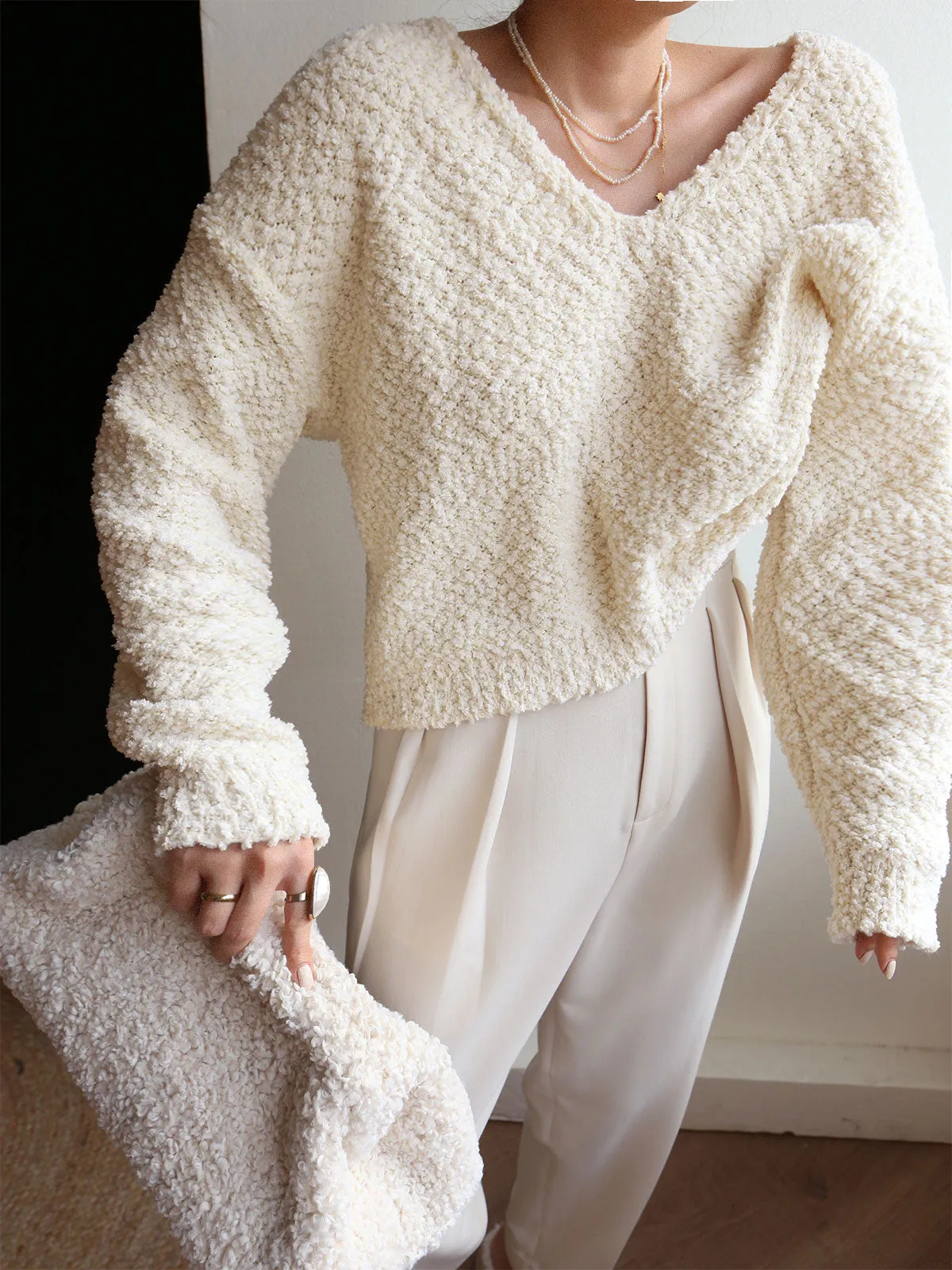 Vanilla Charming Popcorn Sweater